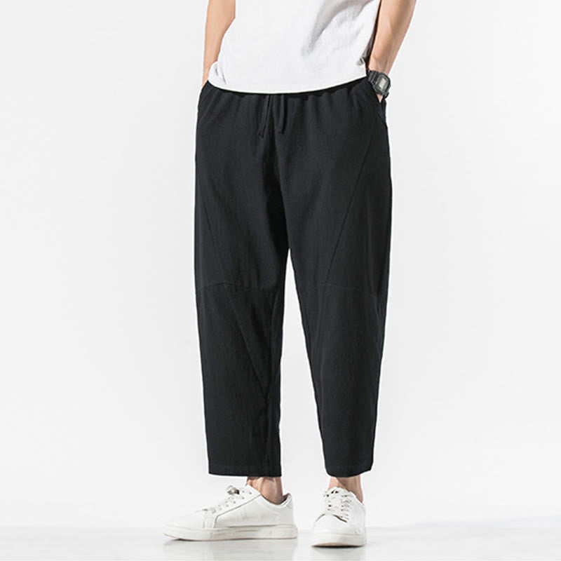 Buddha Stonesヴィンテージ ジャカード 無地 ドローストリング コットンリネン メンズ ハーレムパンツ ポケット付き - image 15