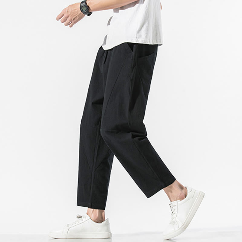 Buddha Stonesヴィンテージ ジャカード 無地 ドローストリング コットンリネン メンズ ハーレムパンツ ポケット付き - image 14