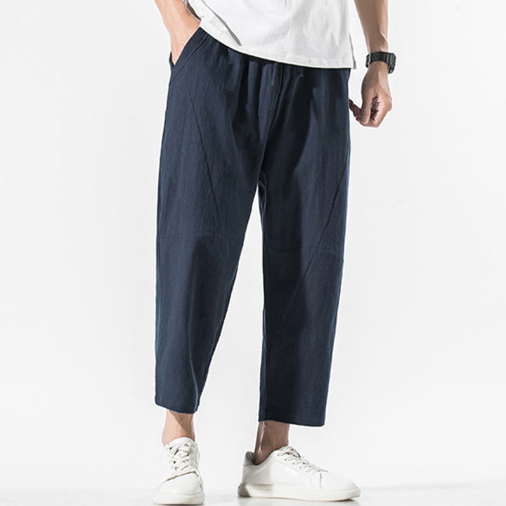 Buddha Stonesヴィンテージ ジャカード 無地 ドローストリング コットンリネン メンズ ハーレムパンツ ポケット付き - image 23