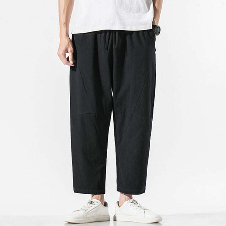 Buddha Stonesヴィンテージ ジャカード 無地 ドローストリング コットンリネン メンズ ハーレムパンツ ポケット付き - image 10