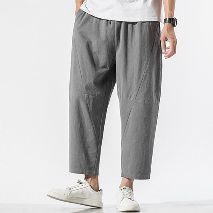 Buddha Stonesヴィンテージ ジャカード 無地 ドローストリング コットンリネン メンズ ハーレムパンツ ポケット付き - image 3