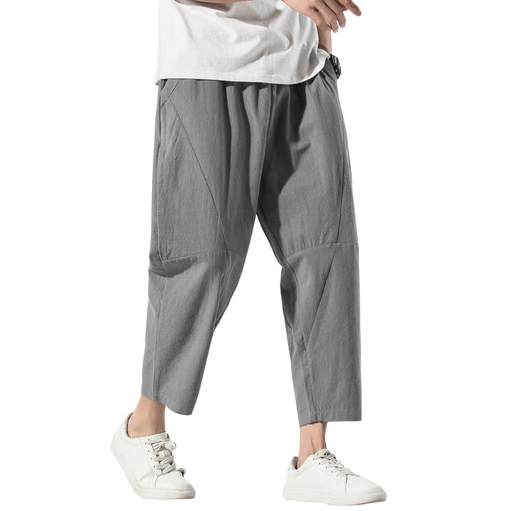 Buddha Stonesヴィンテージ ジャカード 無地 ドローストリング コットンリネン メンズ ハーレムパンツ ポケット付き - image 8