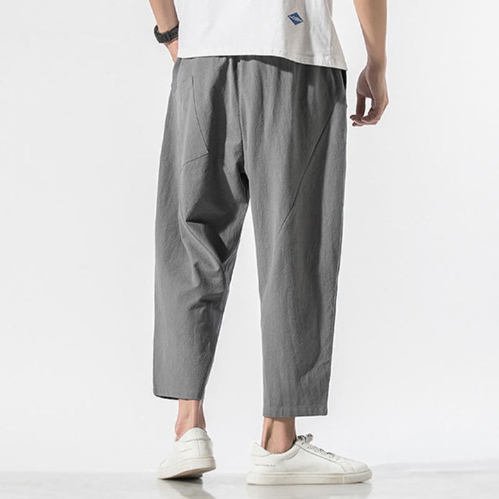 Buddha Stonesヴィンテージ ジャカード 無地 ドローストリング コットンリネン メンズ ハーレムパンツ ポケット付き - image 5