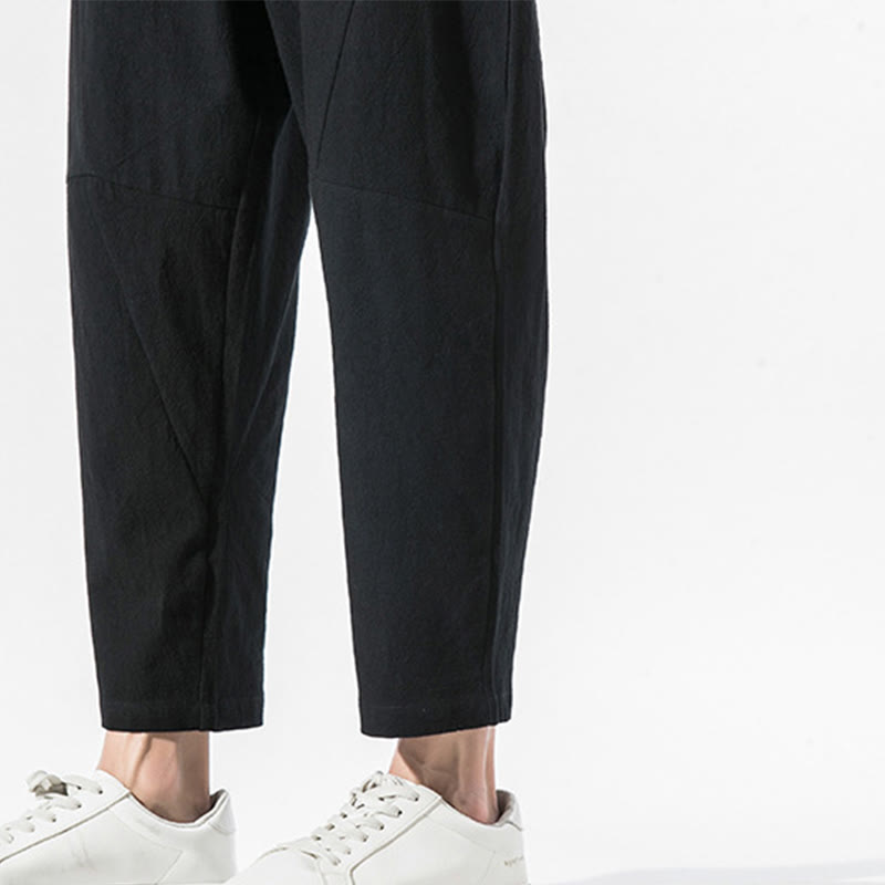 Buddha Stonesヴィンテージ ジャカード 無地 ドローストリング コットンリネン メンズ ハーレムパンツ ポケット付き - image 20