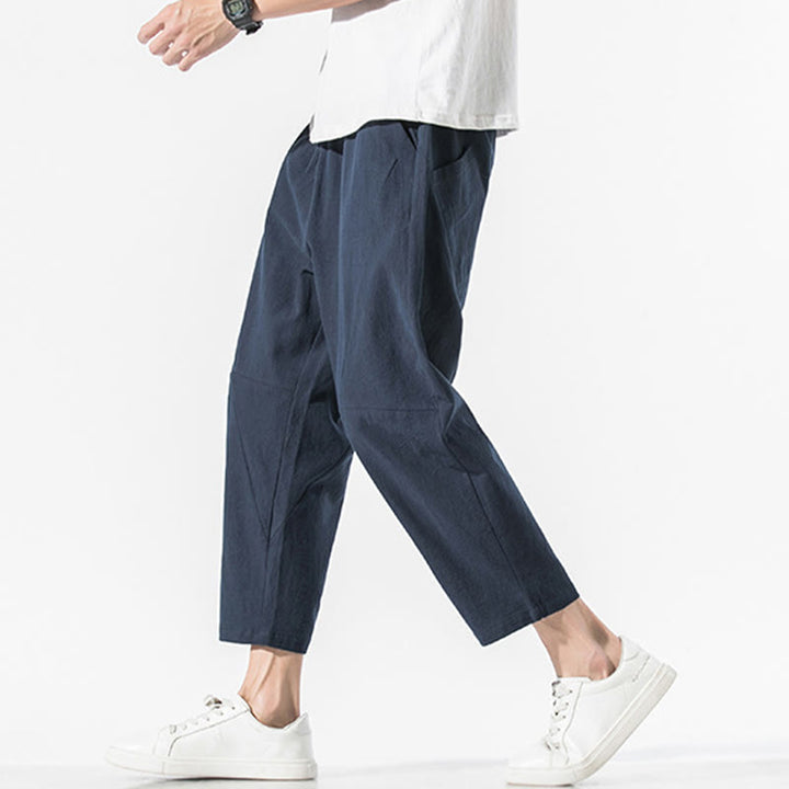 Buddha Stonesヴィンテージ ジャカード 無地 ドローストリング コットンリネン メンズ ハーレムパンツ ポケット付き - image 26