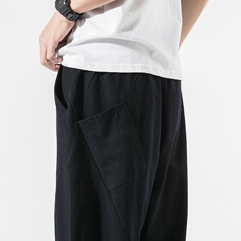 Buddha Stonesヴィンテージ ジャカード 無地 ドローストリング コットンリネン メンズ ハーレムパンツ ポケット付き - image 19