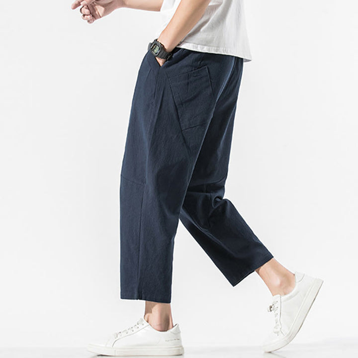 Buddha Stonesヴィンテージ ジャカード 無地 ドローストリング コットンリネン メンズ ハーレムパンツ ポケット付き - image 27