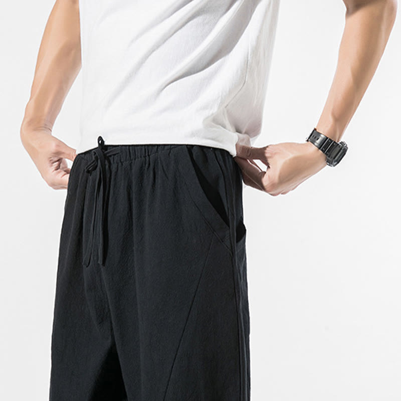 Buddha Stonesヴィンテージ ジャカード 無地 ドローストリング コットンリネン メンズ ハーレムパンツ ポケット付き - image 18