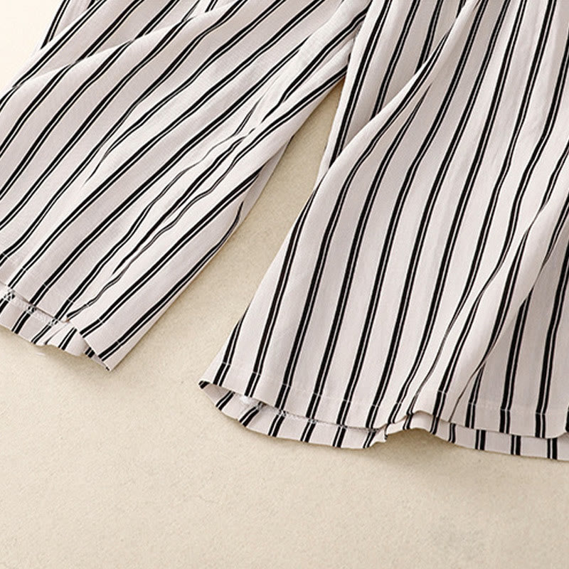 Buddha Stonesカジュアル アクリル ストライプ レースアップ レディース ワイドレッグパンツ ポケット付き - image 14