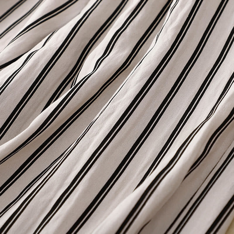 Buddha Stonesカジュアル アクリル ストライプ レースアップ レディース ワイドレッグパンツ ポケット付き - image 9