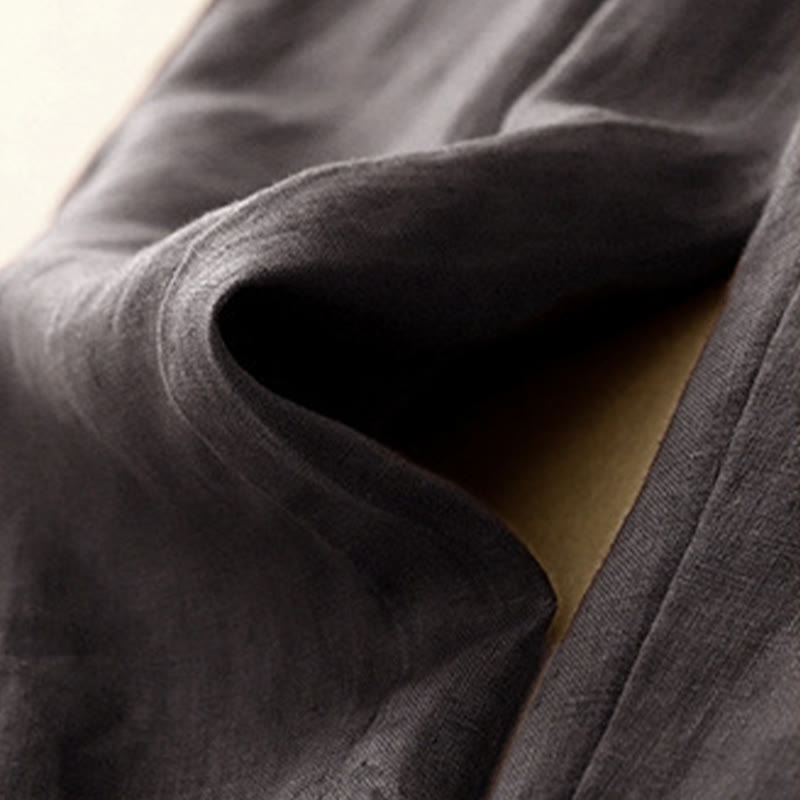 Buddha Stones夏 無地 カジュアル 7-8丈 ボタン レディース コットンリネン ハーレムパンツ ポケット付き - image 8