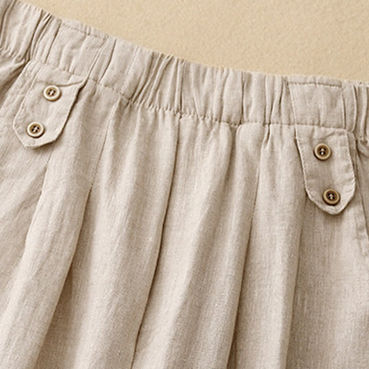 Buddha Stones夏 無地 カジュアル 7-8丈 ボタン レディース コットンリネン ハーレムパンツ ポケット付き - image 12