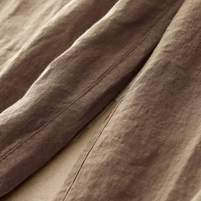 Buddha Stones夏 無地 カジュアル 7-8丈 レースアップ レディース コットンリネン ハーレムパンツ ポケット付き - image 5