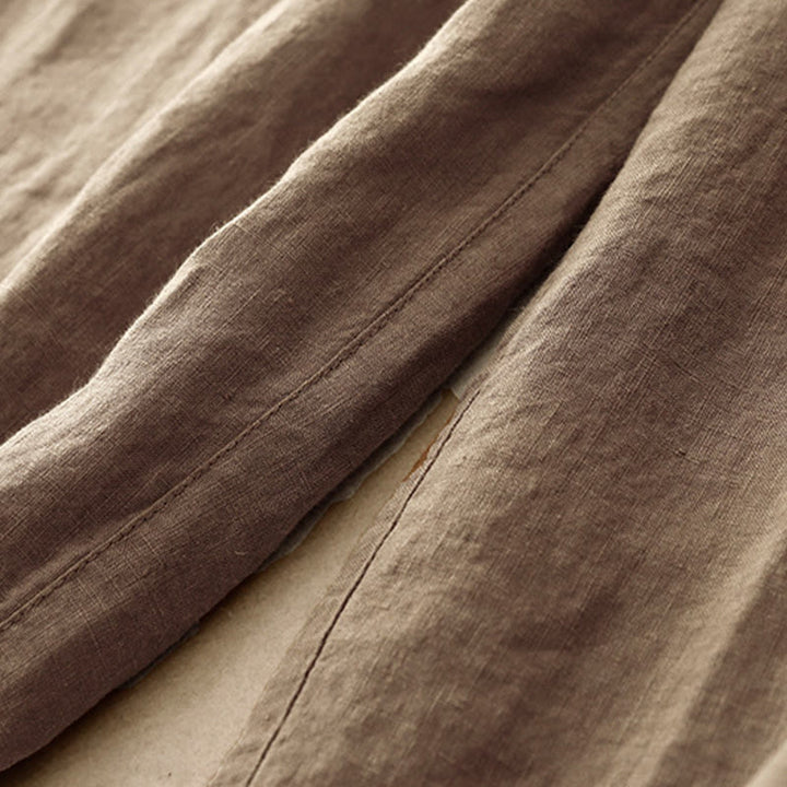 Buddha Stones夏 無地 カジュアル 7-8丈 レースアップ レディース コットンリネン ハーレムパンツ ポケット付き - image 5