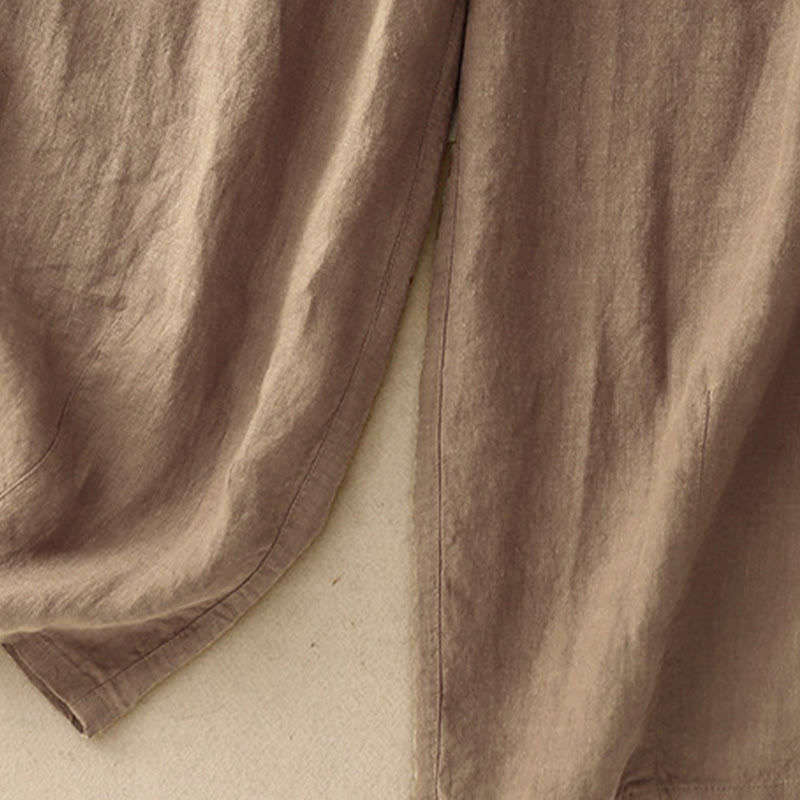 Buddha Stones夏 無地 カジュアル 7-8丈 レースアップ レディース コットンリネン ハーレムパンツ ポケット付き - image 2