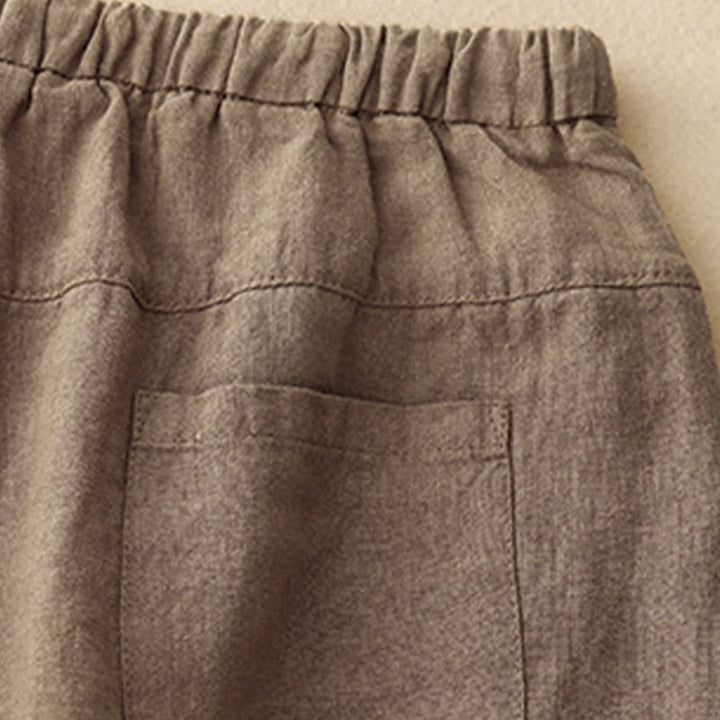 Buddha Stones夏 無地 カジュアル 7-8丈 レースアップ レディース コットンリネン ハーレムパンツ ポケット付き - image 4