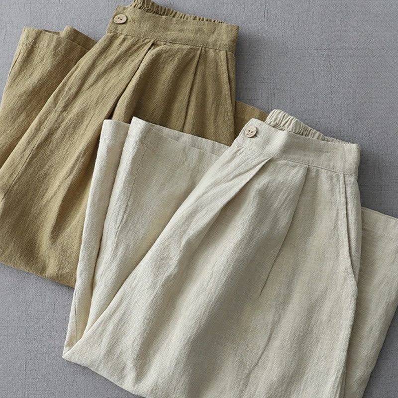 Buddha Stonesカジュアル 無地 ゆったり 7-8丈 レディース ポリエステル ワイドレッグパンツ ポケット付き - image 18