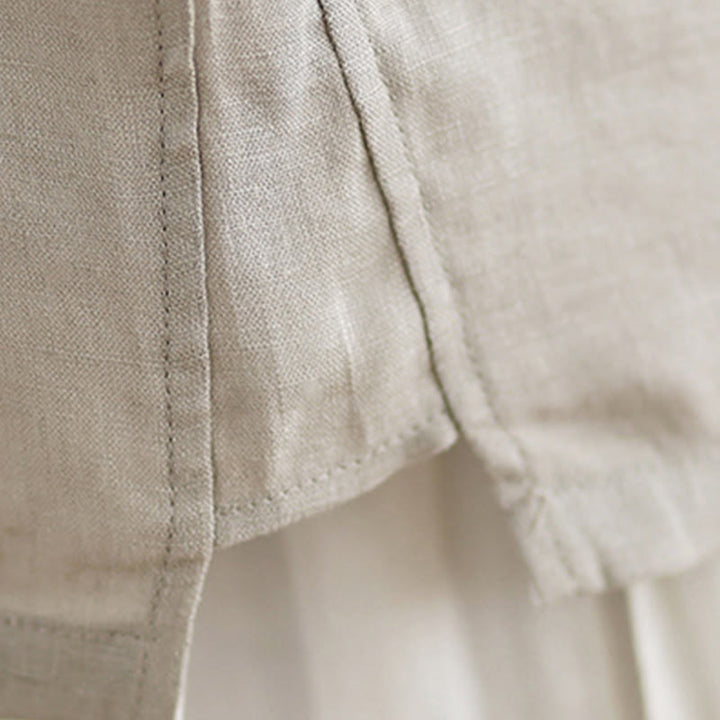 Buddha Stonesカジュアル レディース 刺繍花柄 フロッグボタン クルーネックデザイン 半袖 コットンリネンシャツ - image 8