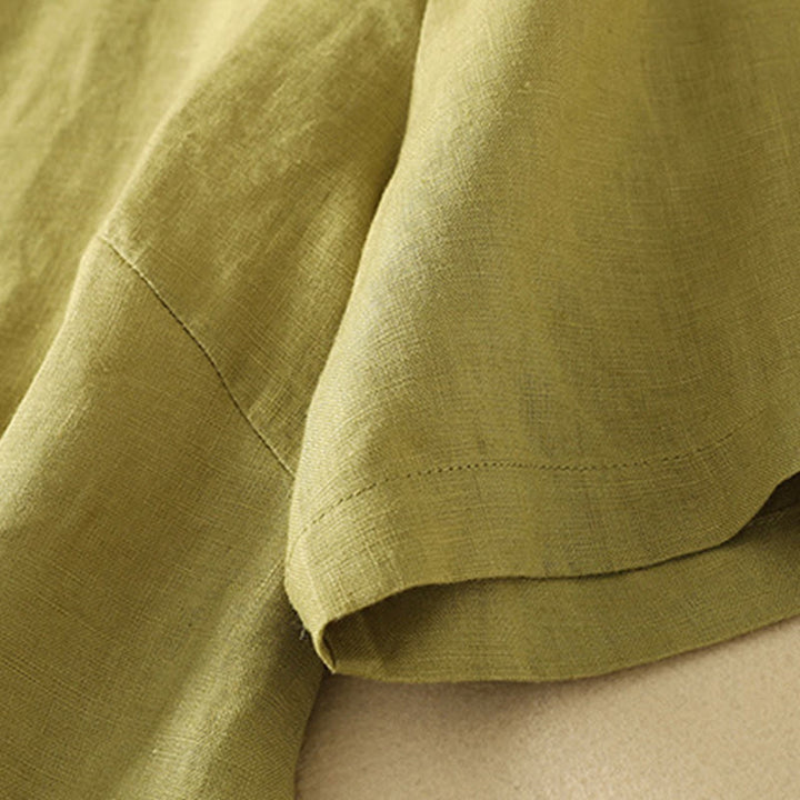 Buddha Stones夏 カジュアル 無地 レディース Vネック デザイン 半袖 コットン Tシャツ - image 2