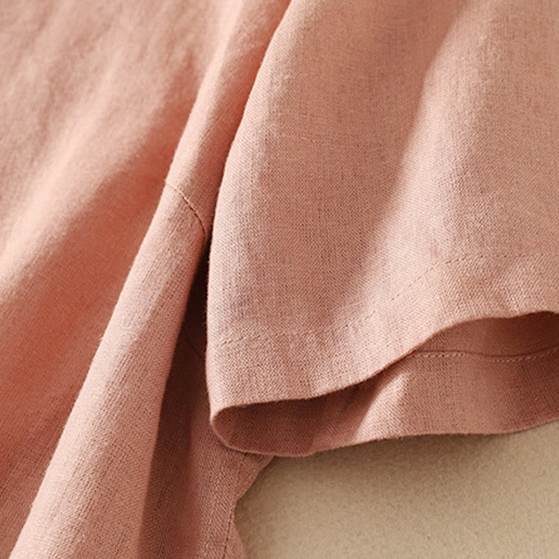 Buddha Stones夏 カジュアル 無地 レディース Vネック デザイン 半袖 コットン Tシャツ - image 7