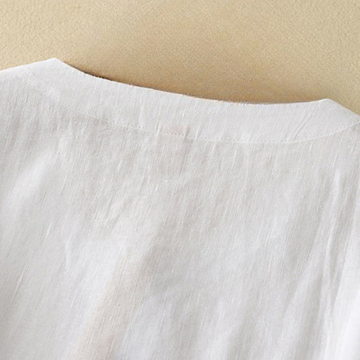 Buddha Stones夏 カジュアル 無地 レディース Vネック デザイン 半袖 コットン Tシャツ - image 13