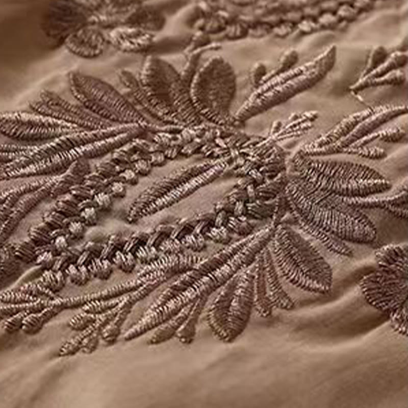 Buddha Stonesカジュアル レディース 刺繍花柄クルーネックデザイン 半袖コットンリネンシャツ - image 6