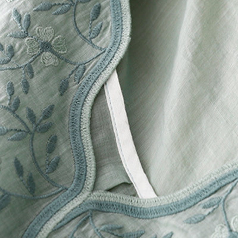 Buddha Stones夏 カジュアル 刺繍 花 レディース Vネック デザイン 半袖 アクリル Tシャツ - image 17