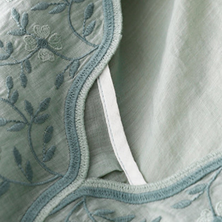 Buddha Stones夏 カジュアル 刺繍 花 レディース Vネック デザイン 半袖 アクリル Tシャツ - image 17