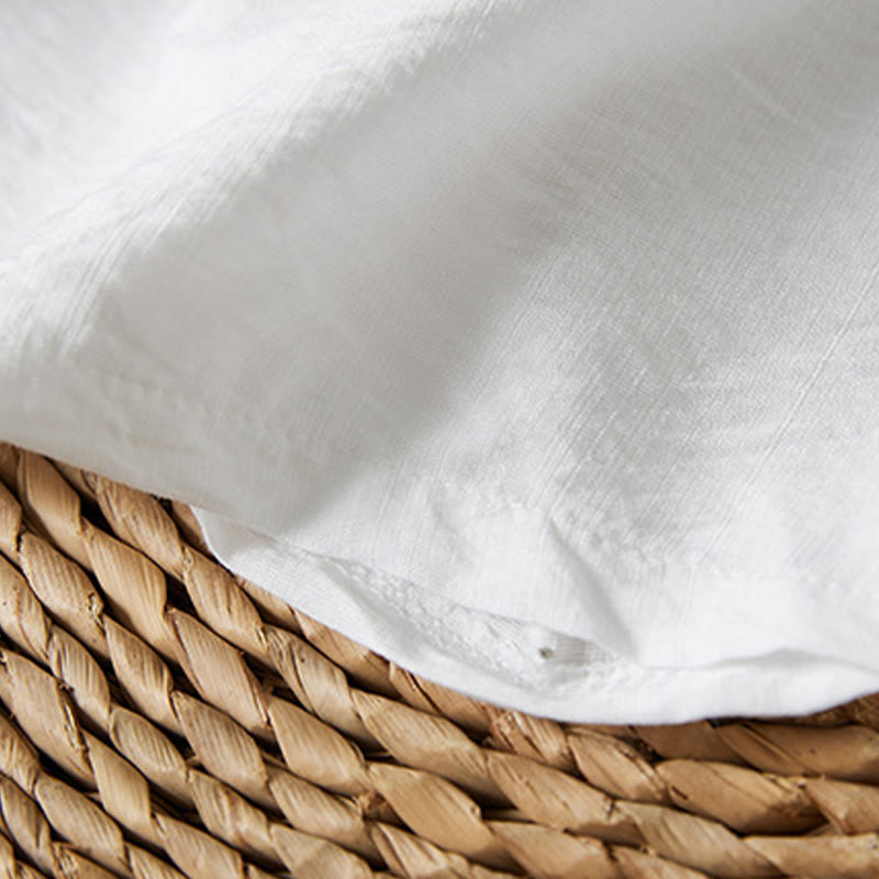 Buddha Stonesカジュアル レディース 花柄 刺繍柄 カエルボタン 斜め襟デザイン 七分袖 コットンリネン シャツ - image 4