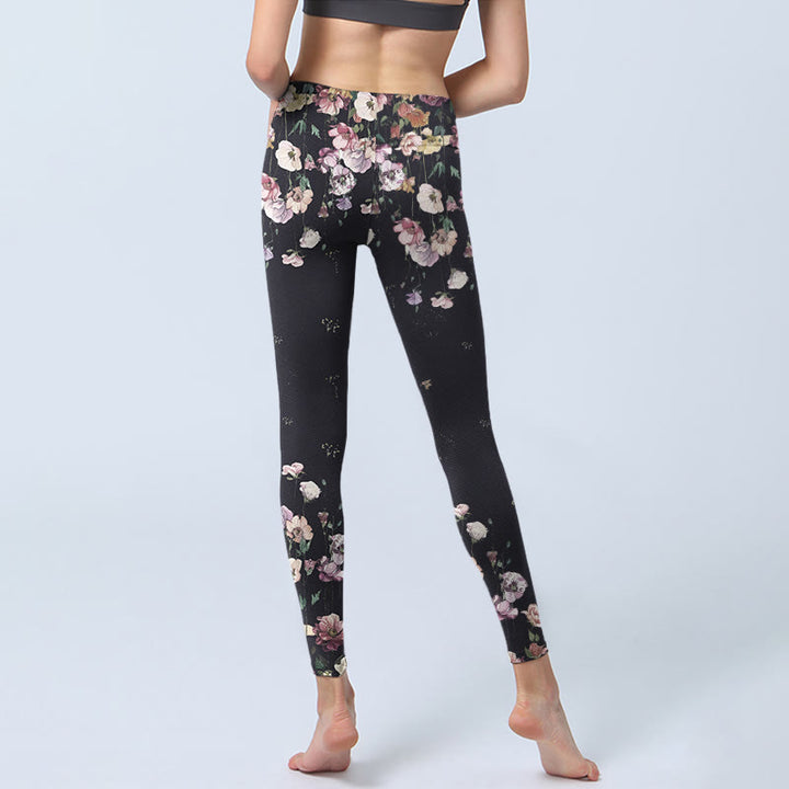 Buddha Stonesパンジーフラワー柄プリント ジムレギンス レディース ヨガパンツ - image 6
