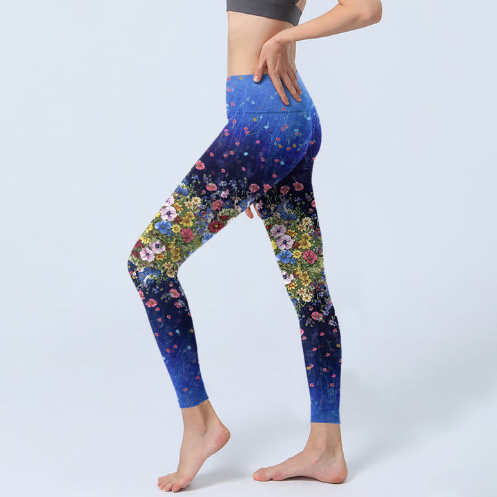 Buddha Stonesグラデーションカラーフラワー柄プリントジムレギンスレディースヨガパンツ - image 2