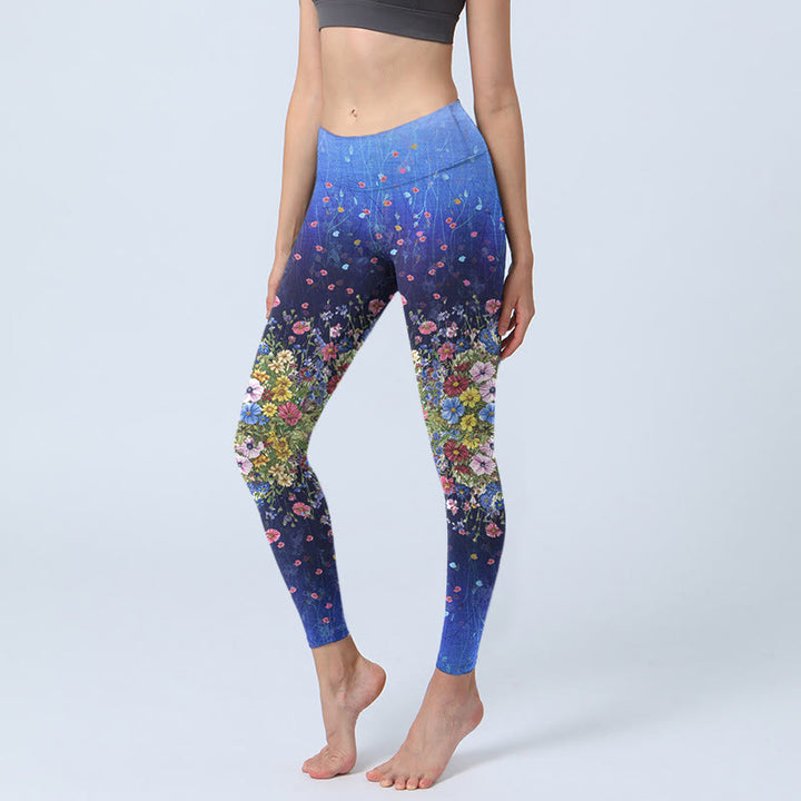 Buddha Stonesグラデーションカラーフラワー柄プリントジムレギンスレディースヨガパンツ - ダークブルー - US18、 UK/AU22、 EU50 (4XL) - image 0