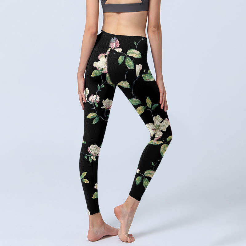 Buddha Stonesマグノリアフラワー柄プリント ジムレギンス レディース ヨガパンツ - image 4
