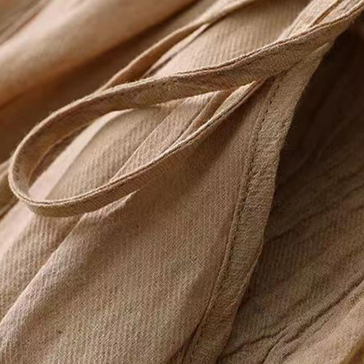 Buddha Stonesカジュアル 無地 ハンドメイド ドローストリング ウエスト ミディドレス アクリル ノースリーブ ドレス ポケット付き - image 5