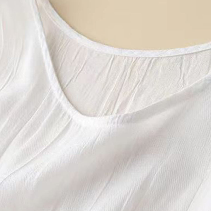 Buddha Stonesカジュアル 無地 ハンドメイド ドローストリング ウエスト ミディドレス アクリル ノースリーブ ドレス ポケット付き - image 9