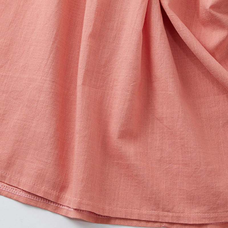 Buddha Stonesサマーカジュアル ステッチカラー レースアップデザイン Vネック 半袖 ミディドレス - image 7