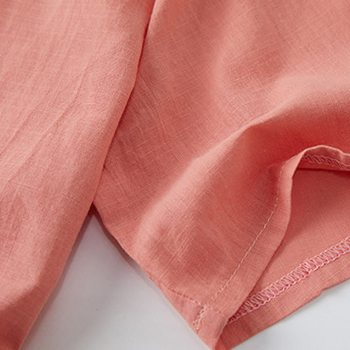 Buddha Stonesサマーカジュアル ステッチカラー レースアップデザイン Vネック 半袖 ミディドレス - image 6