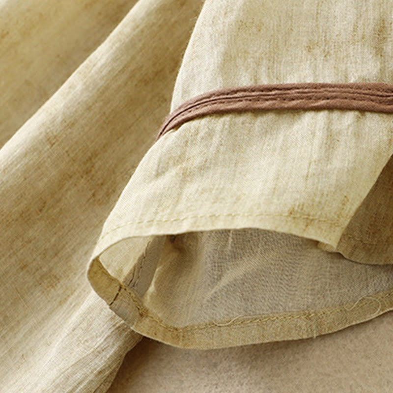 Buddha Stonesサマーカジュアル刺繍スタンドカラーデザイン七分袖アクリルミディドレス - image 13