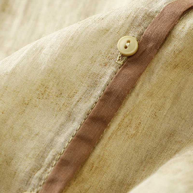 Buddha Stonesサマーカジュアル刺繍スタンドカラーデザイン七分袖アクリルミディドレス - image 15