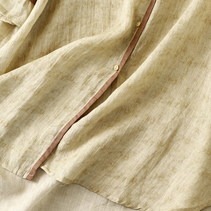 Buddha Stonesサマーカジュアル刺繍スタンドカラーデザイン七分袖アクリルミディドレス - image 14