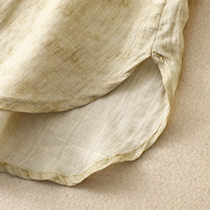 Buddha Stonesサマーカジュアル刺繍スタンドカラーデザイン七分袖アクリルミディドレス - image 17