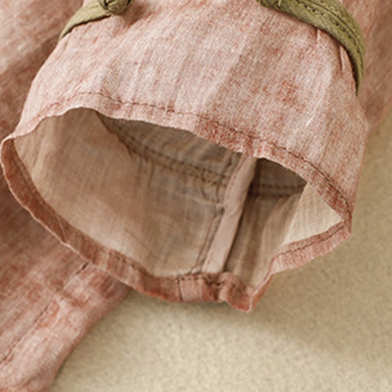 Buddha Stonesサマーカジュアル刺繍スタンドカラーデザイン七分袖アクリルミディドレス - image 19