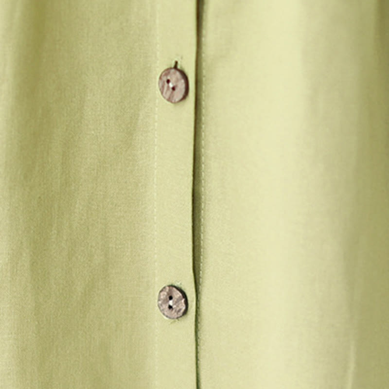 Buddha Stonesサマーカジュアル 無地ボタン スタンドカラーデザイン 七分袖 アクリルカーディガン ミディドレス ポケット付き - image 7