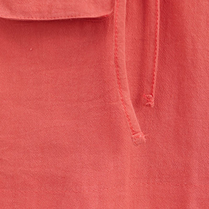 Buddha Stonesサマーカジュアル 無地 レースアップデザイン クルーネック 半袖 コットンリネン ミディドレス ポケット付き - image 13