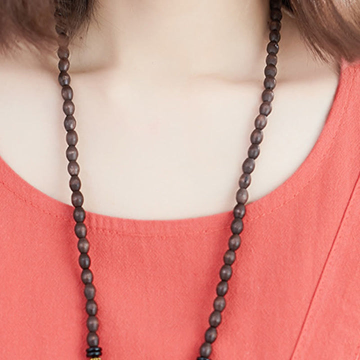 Buddha Stonesサマーカジュアル 無地 レースアップデザイン クルーネック 半袖 コットンリネン ミディドレス ポケット付き - image 11