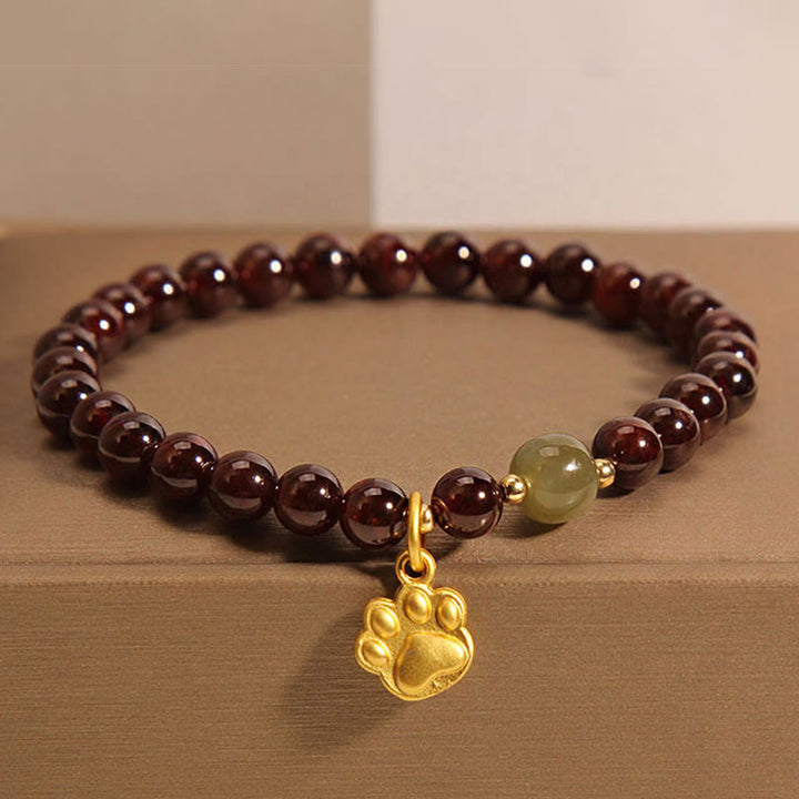 ガーネット 猫の手 和田翡翠 ビーズ ブレスレット 浄化 天然石 ヒーリング 開運 幸運 | Buddha Stones