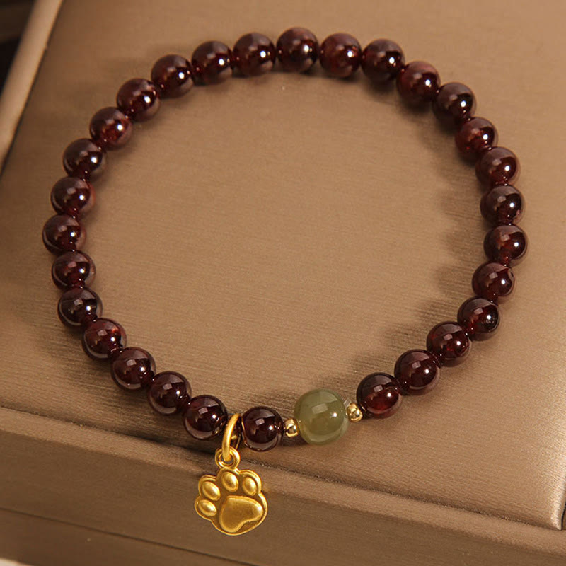 ガーネット 猫の手 和田翡翠 ビーズ ブレスレット 浄化 天然石 ヒーリング 開運 幸運 | Buddha Stones