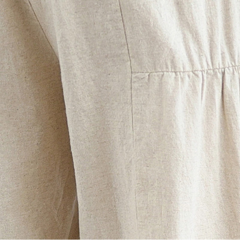 Buddha Stonesカジュアル 無地 レース スプライシング コットン リネン レディース クロップド ワイドレッグ パンツ ポケット付き - image 8