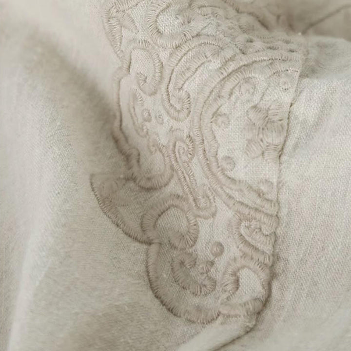 Buddha Stonesヴィンテージ 無地 刺繍 コットンリネン レディース 7-8丈 ハーレムパンツ ポケット付き - image 5