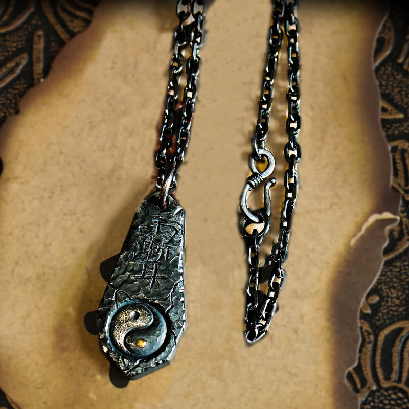 Buddha Stones999スターリングシルバー 24Kゴールド 北斗七星 陰陽デザイン ハーモニーネックレスペンダント - 999スターリングシルバーとシルバーチェーン - image 9